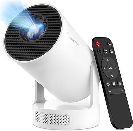 Projector with WiFi and Bluetooth, Mini Projector with Built-in Apps, 4K Supported Smart Portable Projector, 210° Rotatable, Auto Vertical Keystone, 5W Speaker, 200 ANSI