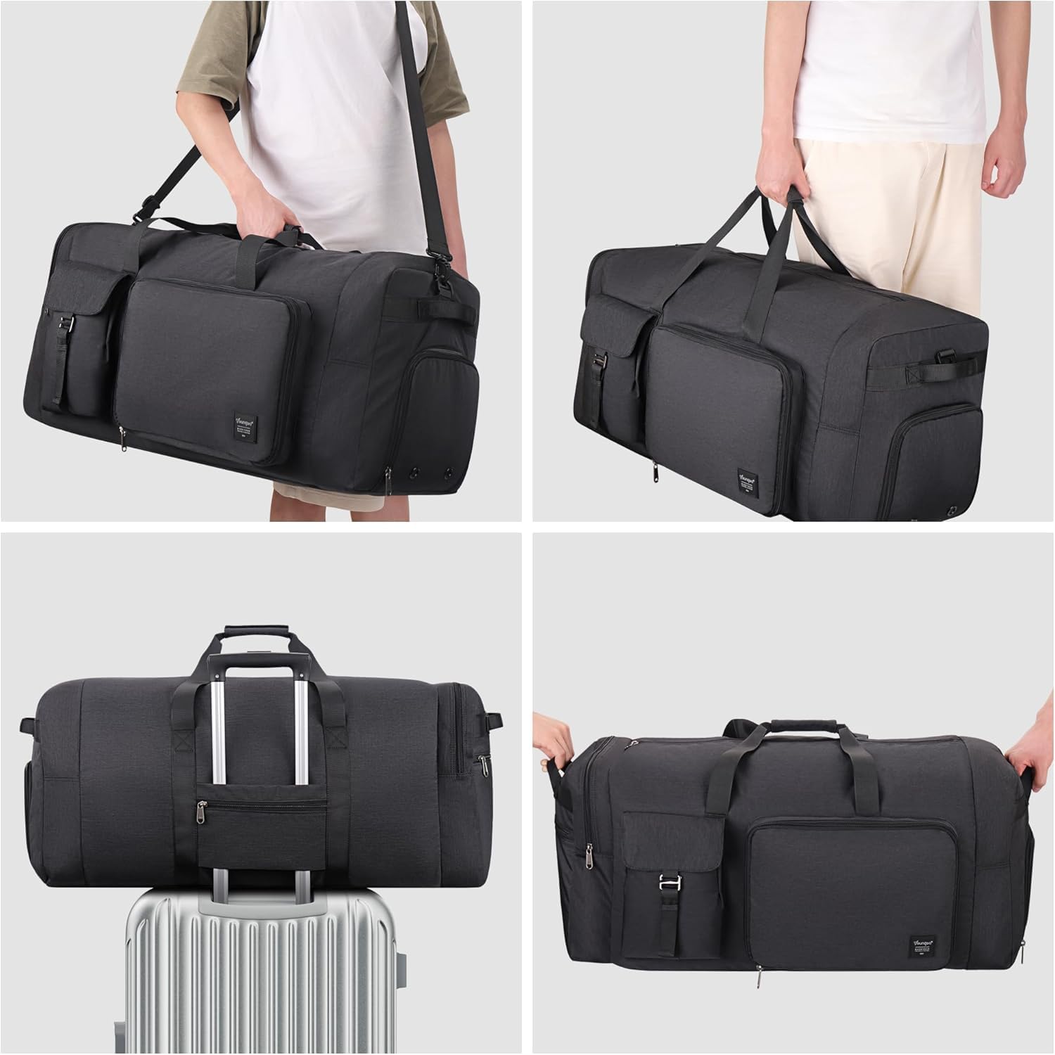 Faltbare Reisetasche, 120L Große Faltbar Reise Tasche für Herren & Damen, Groß Leichte wasserdichte Sporttasche mit Schuhfach
