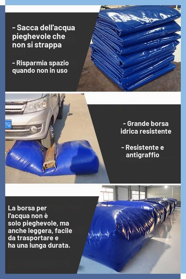 Serbatoio d'acqua pieghevole - 6000L/5000L/1000L/500L/100L, serbatoio d'acqua in PVC for camion, roulotte e uso in giardino(265L/70Gal/1x0.7x0.38 m)