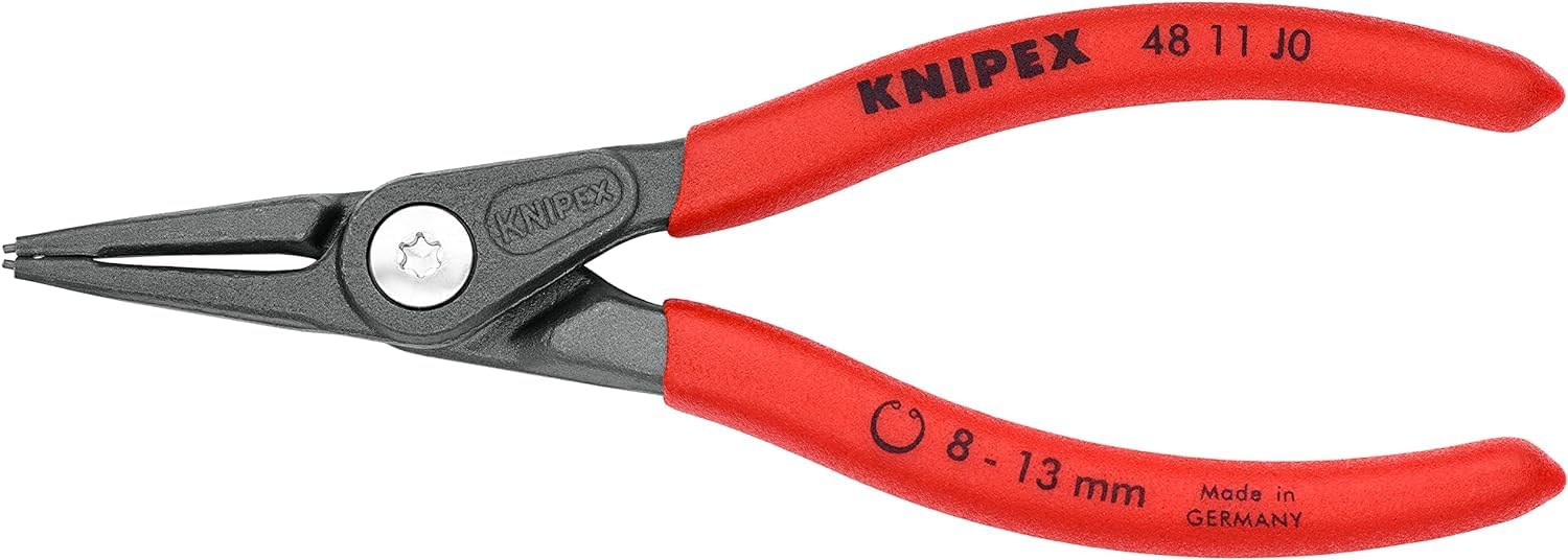 Alicate De Precisión Knipex Para Arandelas Exteriores 49 31 A0, Con Protección Contra Sobreexpansión, Puntas Rectas De 0.9 Mm, Mangos Antideslizantes, 140 Mm