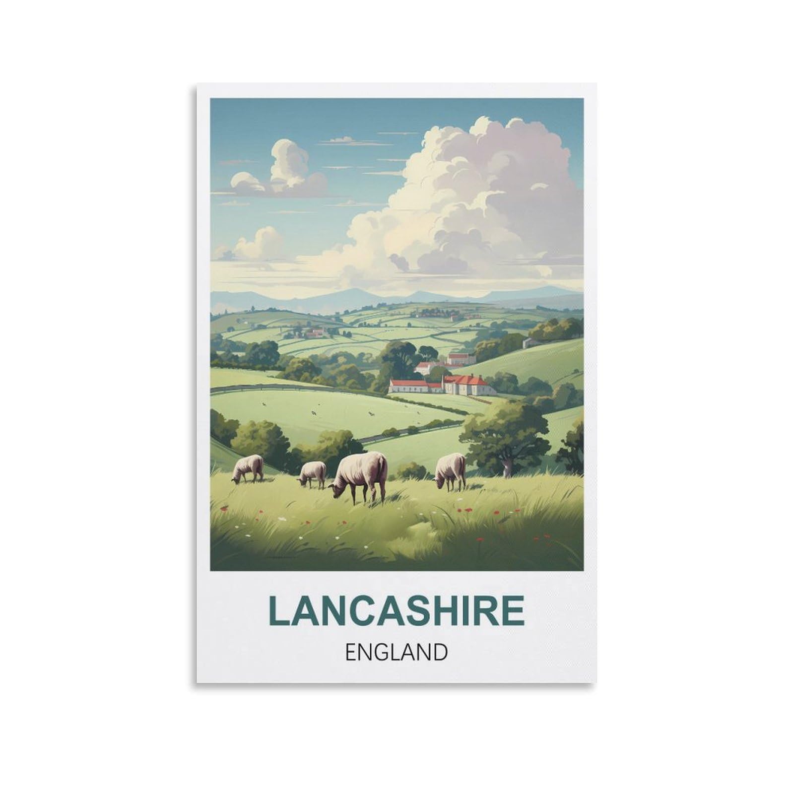 MTTJFDPO Lancashire England Vintage Travel Poster 08x12inch(20x30cm) Canvas Art Print Wall Art Decor Picture