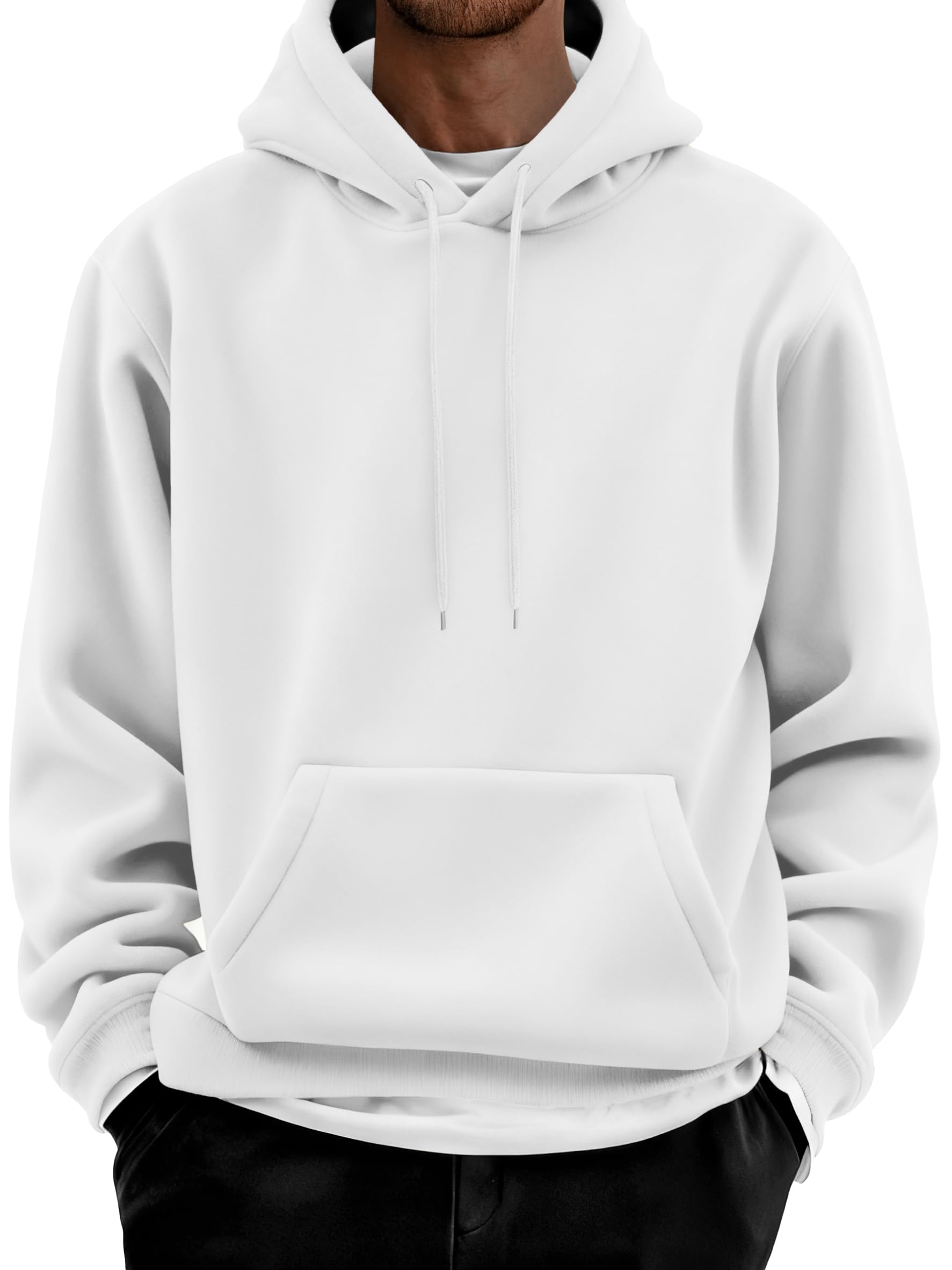 COOFANDY Men Cotton Fleece Hooded Sweatshirt Casual Long Sleeve Hoodies Pullover Fashion Drawstring Hoodie with Kanga Pocket