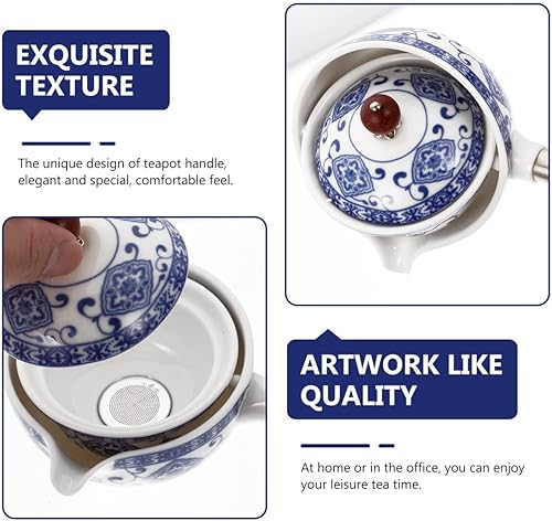 Miniatura 7 de DOITOOL - Tetera de cerámica con mango lateral, tetera de porcelana giratoria de 360° con filtro, juego de té de gongfu, dispensador de té flotante