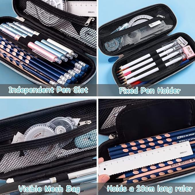 Red-Rubby Universe Space Print 3D Cover Large Capacity Pencil Case Compass with Compartments, School Supply Organizer for Students, Stationery Box, Cosmetic Zip Pouch Bag (1 Unit) 4