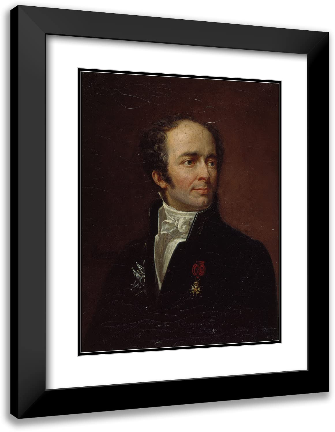ArtDirect Pierre Roch Vigneron 15x18 Black Modern Frame and Double Matted Museum Art Print Titled - Portrait of General Foy (1775-1825). (1820)