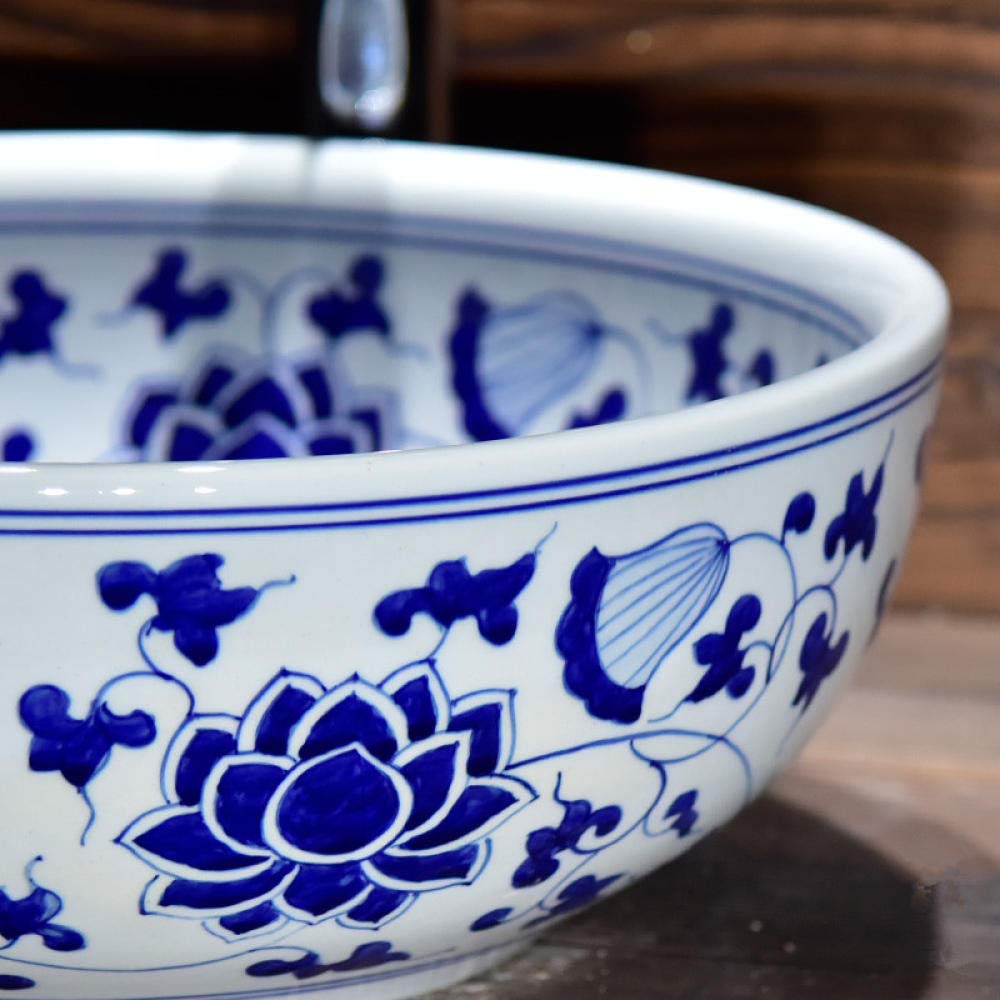 Umywalka Nablatowa, Umywalka Ceramiczna Nablatowa, Umywalka Ceramiczna Nablatowa, Umywalka Łazienkowa, Niebiesko-Biała — Tylko Umywalka,