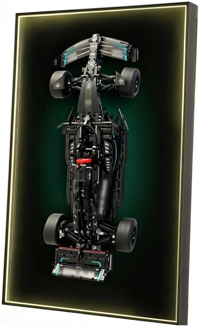NADEZHDA LED Wall Display Frame for Lego Technic 42207 Ferrari SF-24, Vertical Acrylic Showcase with Hidden Hook Mount, Mirror Effect Back Panel & RGB Lighting (Model Not Included)
