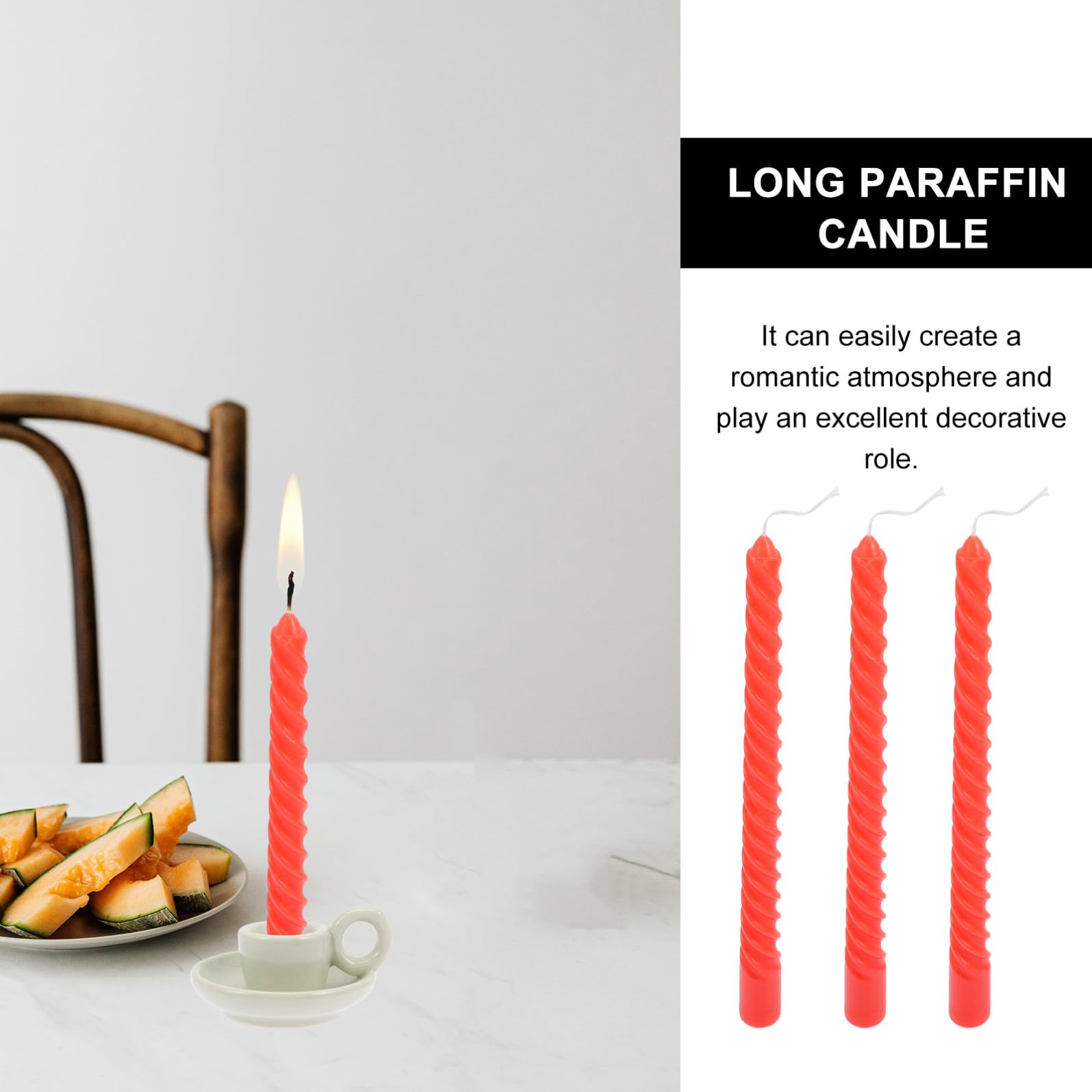 Velas Rojas Clásicas de Parafina 10 Pulgadas, 12 Piezas | Larga Forma Cónica, Acabado Elegante, para Ceremonias y Fiestas Temáticas, Ambiente Cálido y Romántico