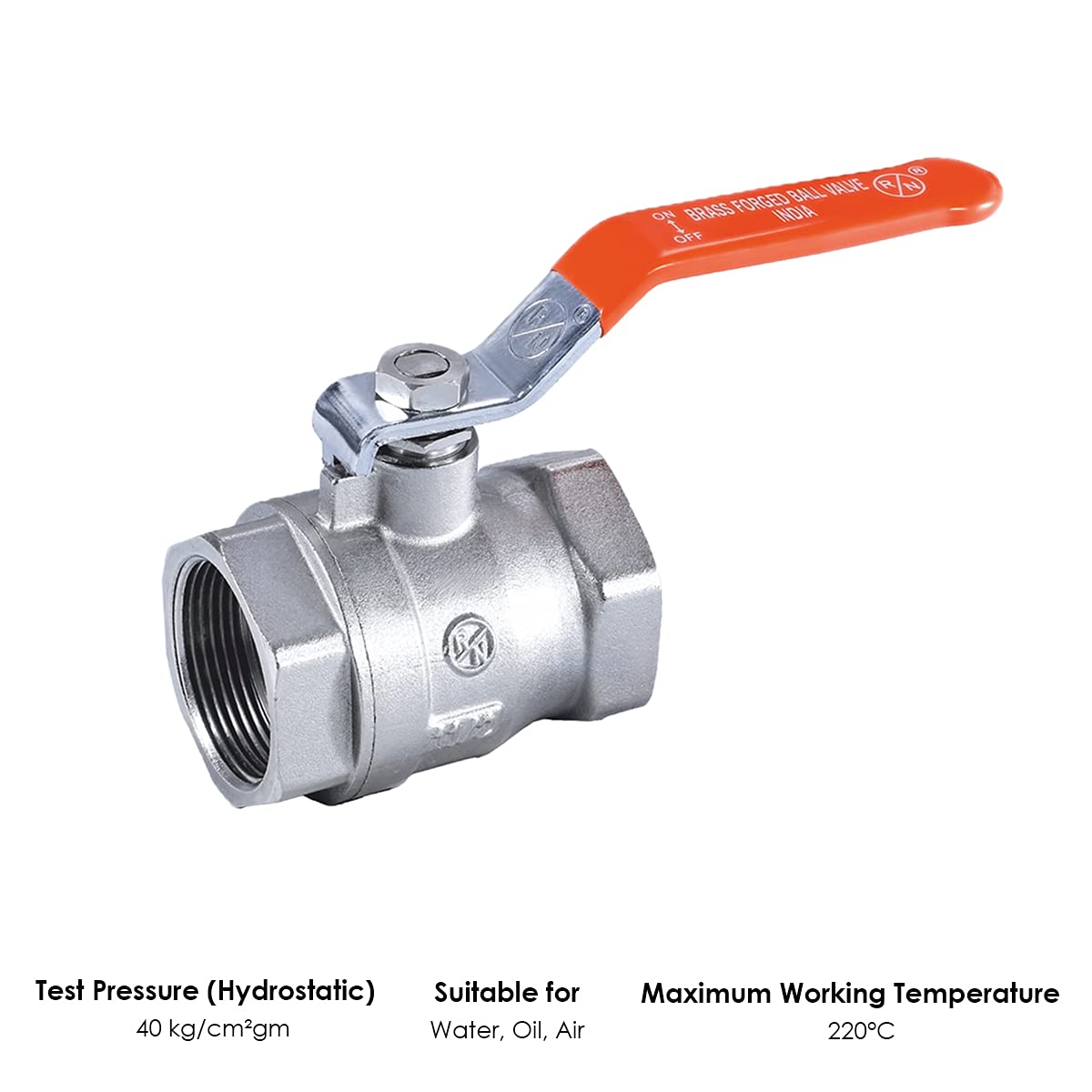 RN Forged Brass Ball Valve, Nickel Plated