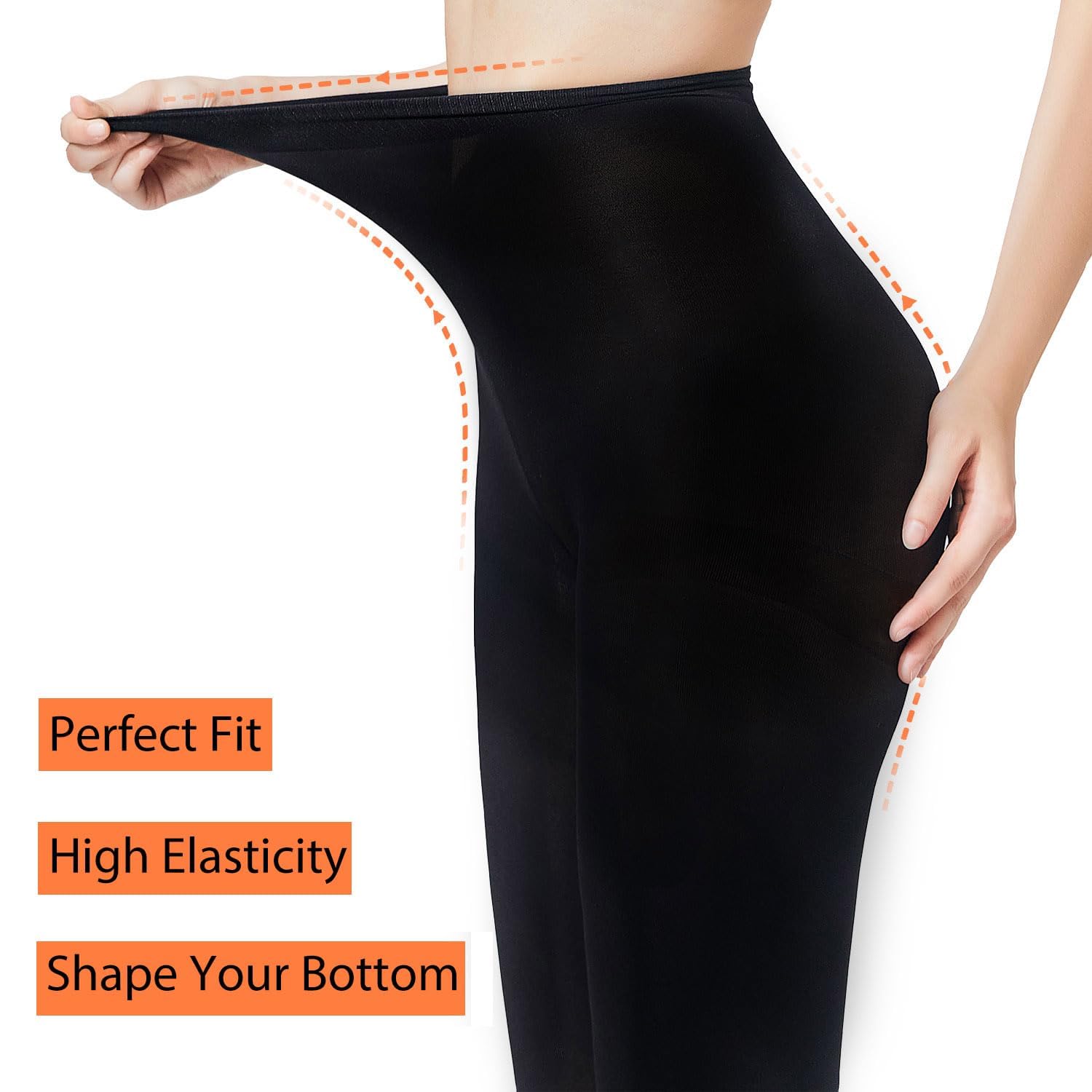 Medias negras para mujer, medias de control de microfibra, talla extra grande 150D con forro polar