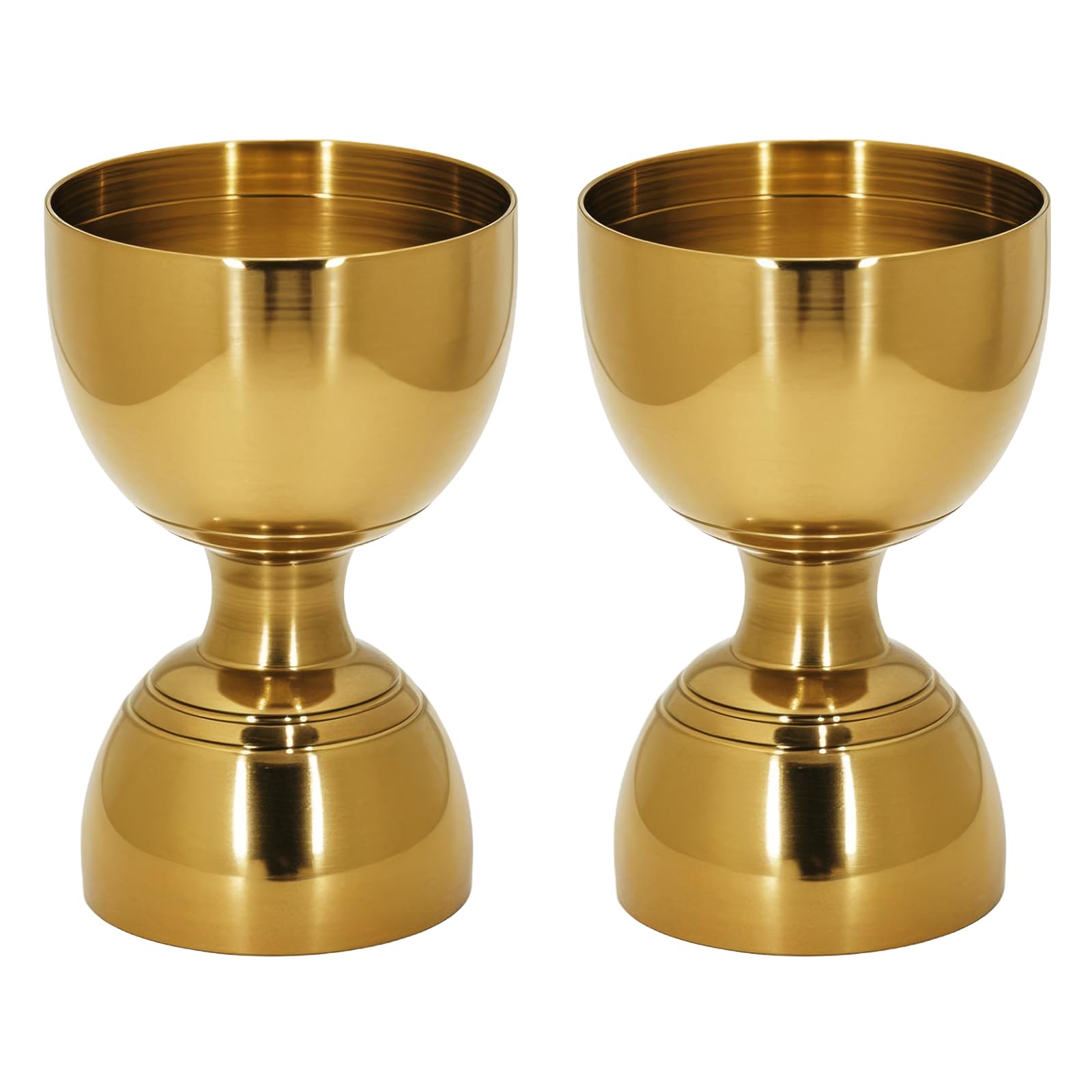 Vaso medidor para bartender de doble cara en acero inoxidable con acabado oro