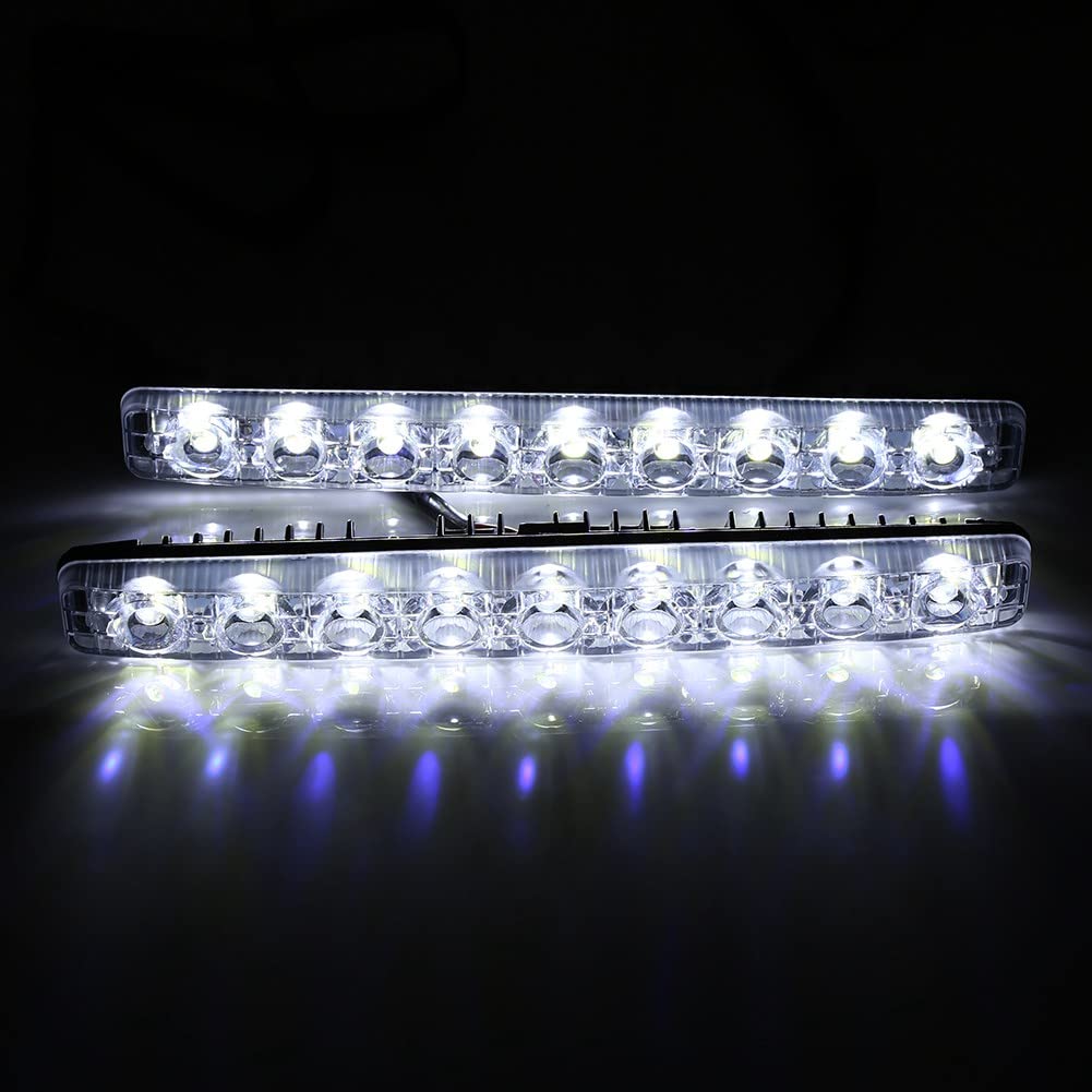 2 luci di marcia diurna a striscia lunga a 9 LED bianche DRL fari di guida antinebbia per auto