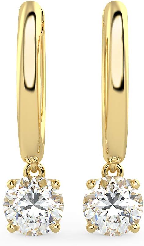 1/2 to 4 Carat Lab Grown Diamond Huggie Hoop Earrings for Women I 14k Gold Earrings (G-H, VS1-VS2, 0.50 to 4.00 cttw) Dangling Drop I Brilliant Cut Diamond Hoops by Carbon Atelier