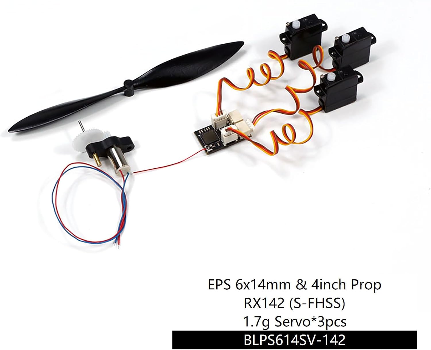 DIY Micro Brushed Power System with 6x14 Brushed Motor,4inch Prop,1.7g servo,Micro Receiver (BLPS614SV-142)