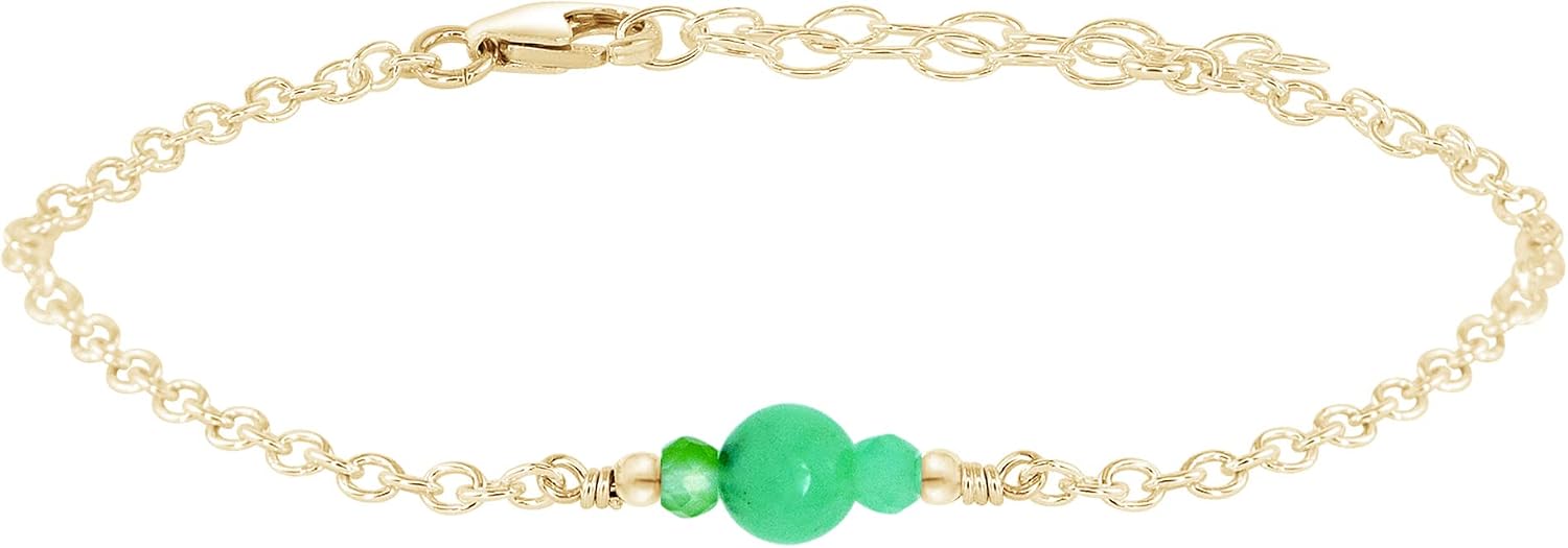 Luna Tide Chrysoprase Dainty Bracelet in 14k Gold Fill