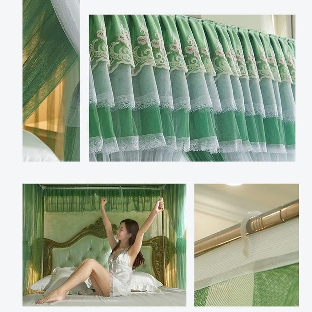 Canopy Mosquito Net for Double Bed, European Court Princess Bedroom Romantic Decorative Bed Curtain (Colour: Pink-2, Size: 180X200cm/71X79in) (Color : Green-2, Size : 180X220cm/71X87in)