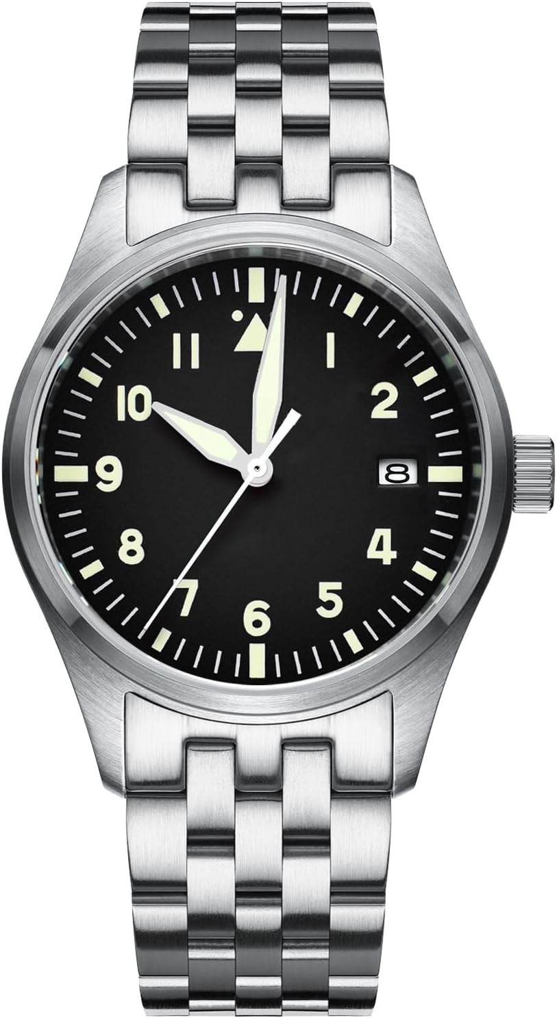 39 mm Automatic Pilot Watches for Men NH35a Waterproof 200M Synthetic Sapphire