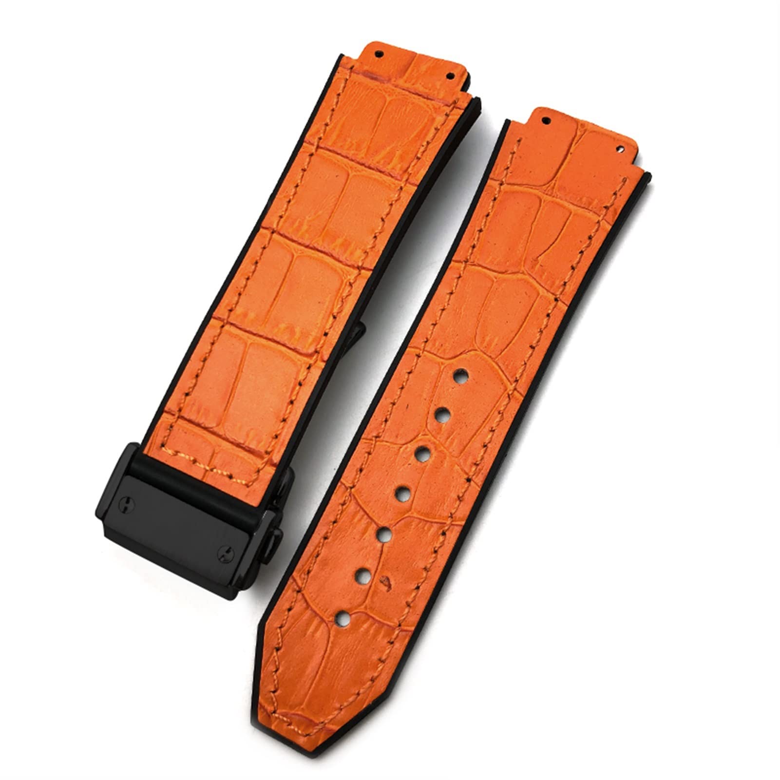 Bracelet silicone et cuir de vachette 25mm étanche pour montre de sport