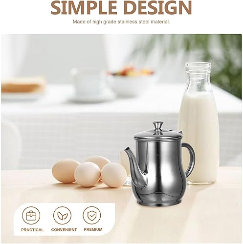 Miniatura 7 de Colador de aceite, 1 olla de aceite de acero inoxidable, recipiente de almacenamiento de aceite de acero inoxidable para cocina, colador de grasa de