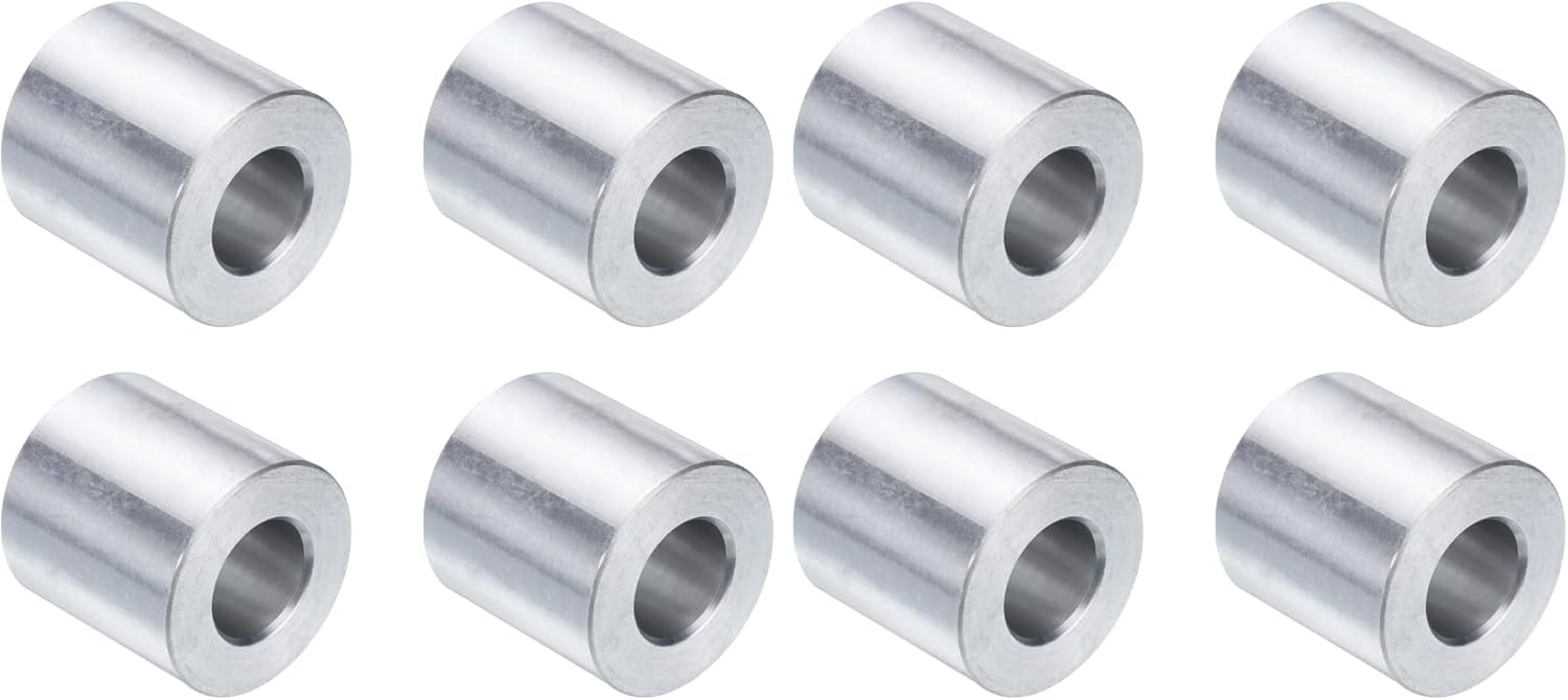 uxcell 4pcs Aluminum Spacer 1/2" Bore x 1" OD x 1" Length Screw Standoff Bushing Plain Finish Round Metal Spacer for 1/2 ID Screws Bolts and Rods (Pack of 2)
