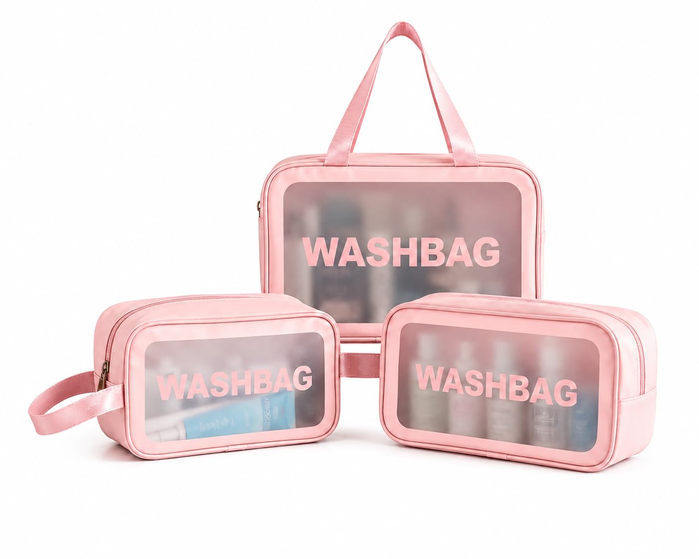 VU Wash Bag Pouch for Travel Kit, PVC Makeup Bag Travel Toiletries Organizer, Cosmetic Bags Toiletry Bag Portable Organizer Case Carry Pouch for Women Bathroom Set of 3-image-18