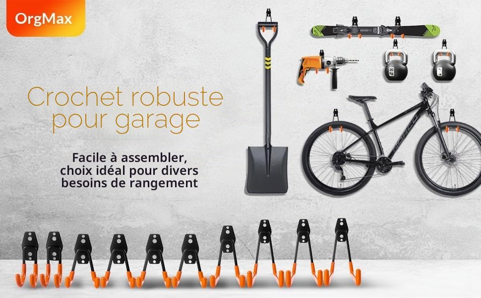 Crochets de Garage : Solution Antichute pour Rangement de Vélo et Outil