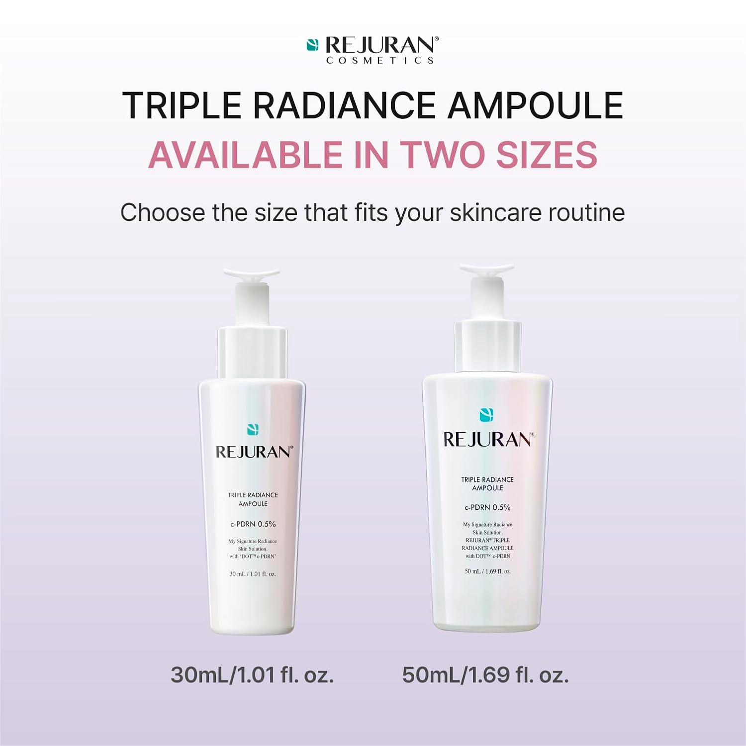REJURAN® Triple Radiance Ampoule 50ml – DOT™ c-PDRN 0.5% Serum for Tone, Texture & Glow – Niacinamide & Licorice Extract for Even-Looking Skin