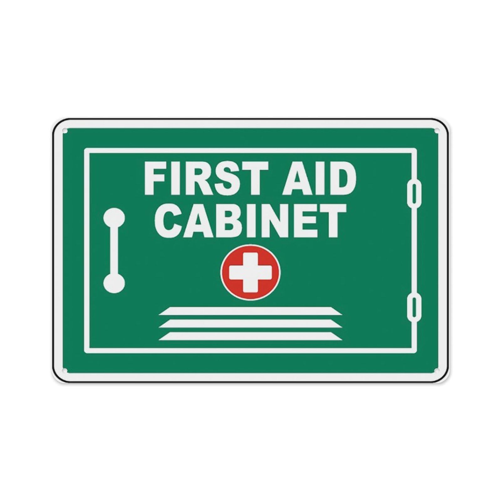 peiyeety First Aid Cabinet Sign Aluminum Tin Warning Signs For Home Outdoor Garden 8X12 Inches