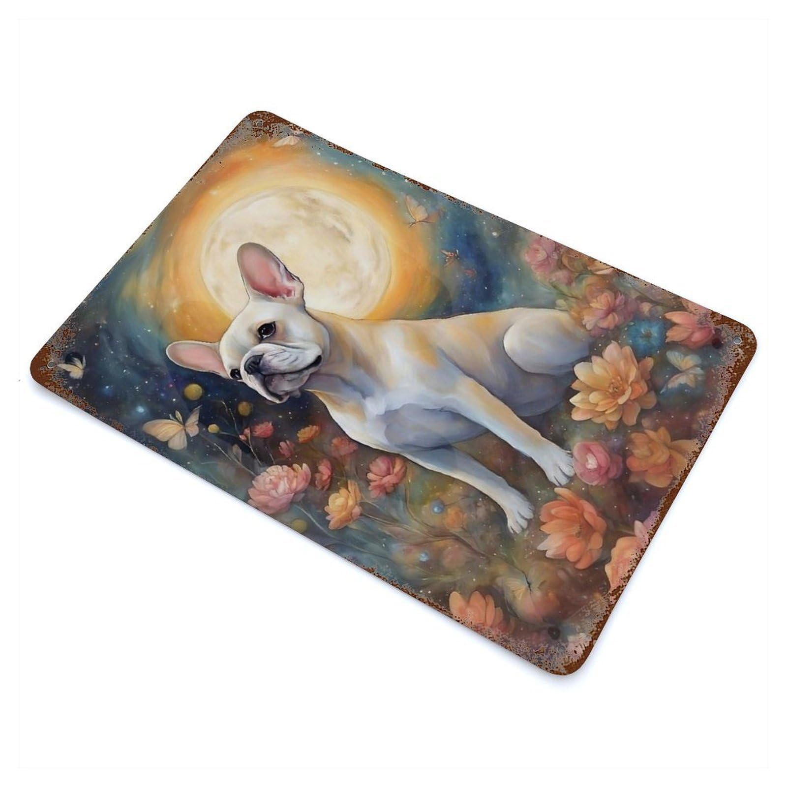 Dog00038 Weathered Tin Sign 11.8"x7.9", Ideal for Shed, Workshop And Garage Wall Decor