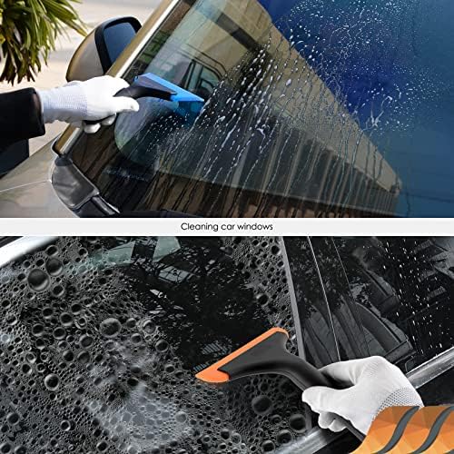 EHDIS Window Squeegee Set with Handle, Flexible Rubber Squeegee, Shower Squeegees, for Glass, Mirrors, Car Windows, Bathroom, 6 INCH + 5INCH