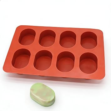 X-Haibei Oval Basic Glossy Soap Lotion Bar Silicone Mold Shaving Soap 2oz per Cell
