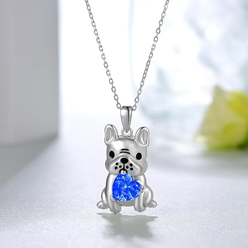 Miniatura 2 de Feijiesi Collar de perro para mujer, plata de ley 925, collar de bulldog francés, regalo para hija, nieta, niñas y mujeres
