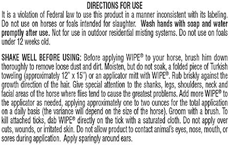 Farnam Wipe Original Formula Fly and Tick Protectant for Horses, 32 oz | Horse Fly Repellent, Deer Fly Repellent, Stable Fly Repellent Along with Ticks and Mosquitoes