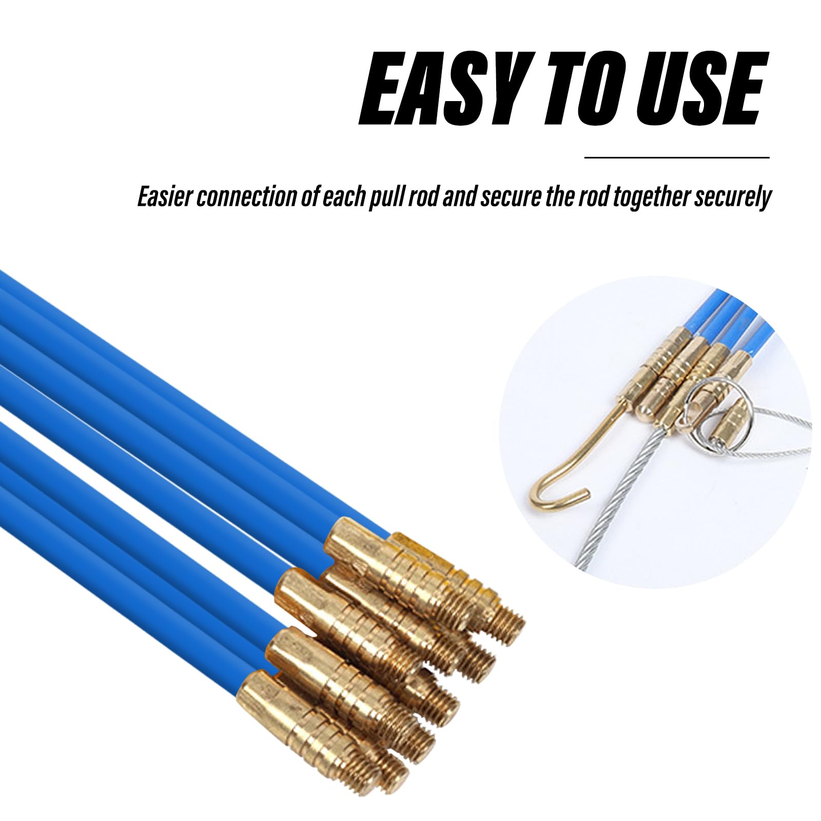 Aste Tiracavi in Fibra: 10 Pezzi Sonda Tiracavi con Molla di Guida, Sonda Tiracavi per cavi elettrici, Set Aste Tiracavi in Fibra di Vetro