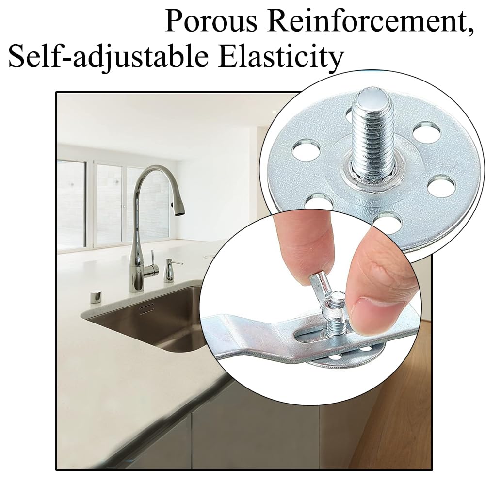 Juego de 4 clips para fregadero de montaje inferior, 5 x 2 cm, soporte de fregadero de acero inoxidable, clips de fijación para lavabo, accesorios de montaje para cocina y baño (parte inferior
