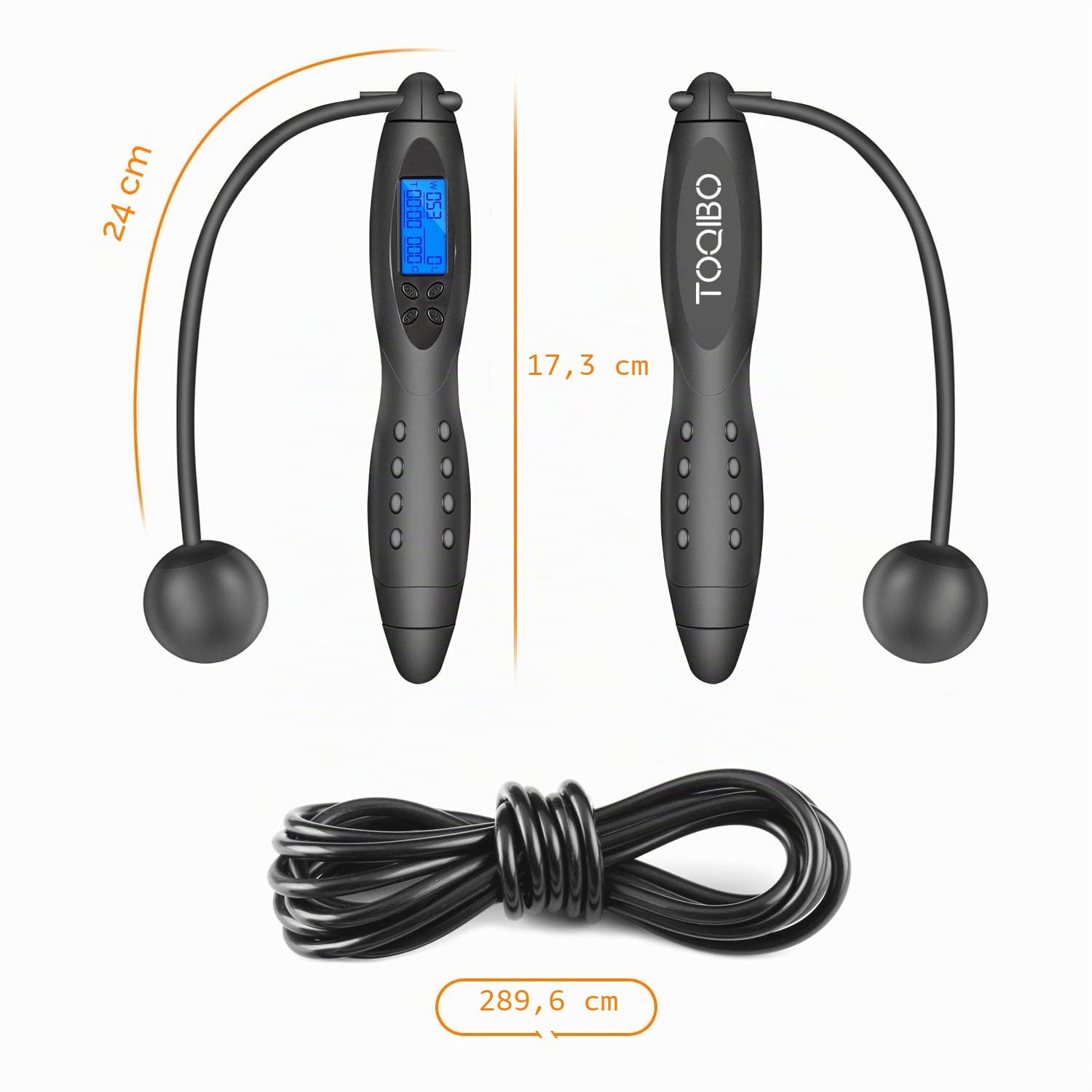 Corde à Sauter Sport, Corde à Sauter sans fil avec Compteur Calories et Minuterie, Jump Rope Réglable, LCD écran montrant, Poignées Antidérapantes pour Adulte,Enfant