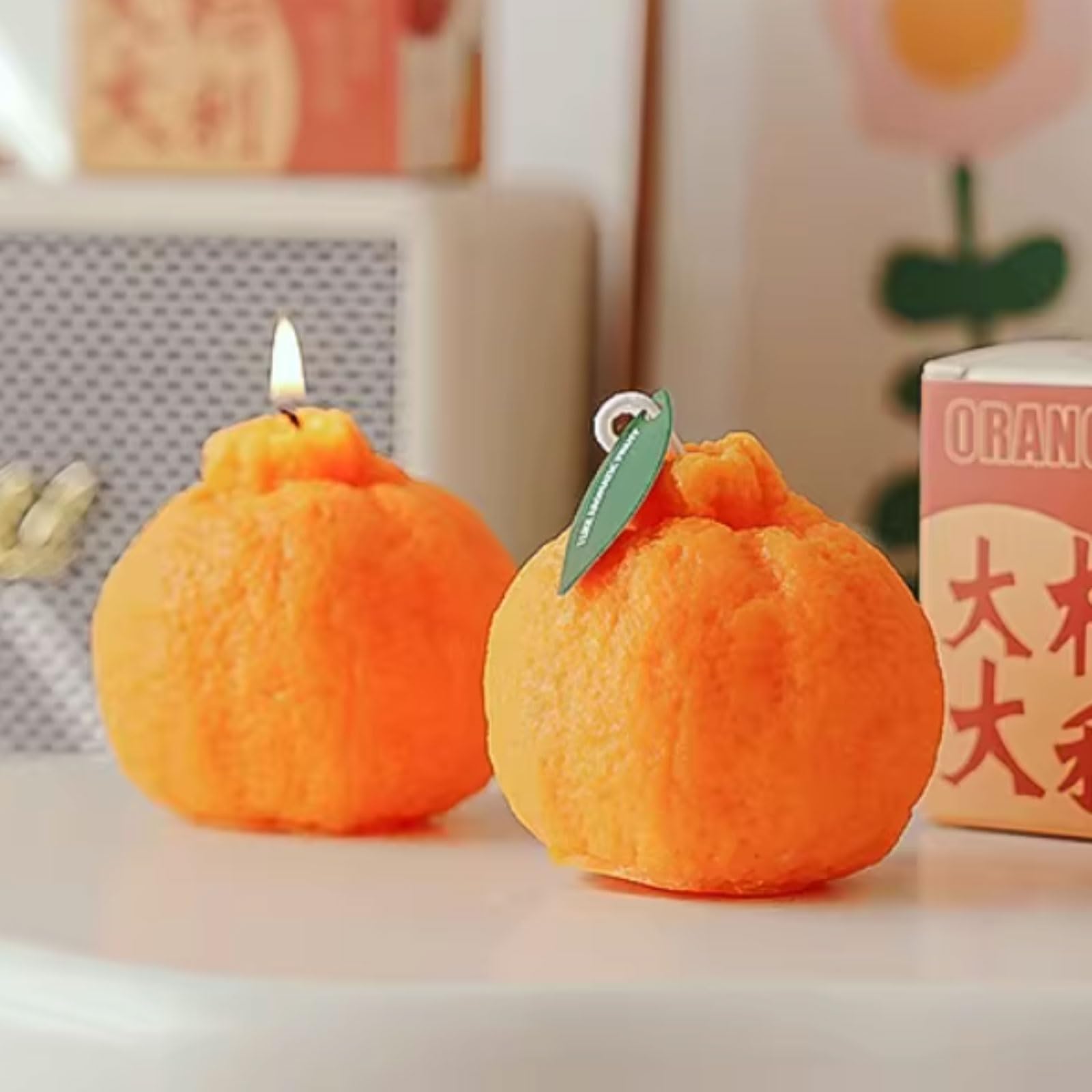 Wosk sojowy parafinowy świece do aromaterapii, kreatywna świeca aromaterapeutyczna, pomarańczowe świece filarowe, stylowa dekoracja do domu(L)
