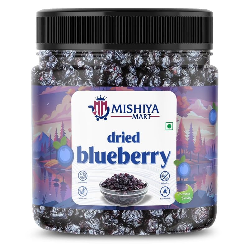 MISHIYA MART Organic Dried Blueberry 1 kg | Whole & Naturally Sweet Blueberry | High in Antioxidants & Fiber | Premium Dried Berry