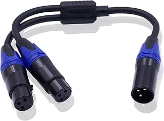 Poyiccot XLR 分岐ケーブル 30cm、XLR 3ピン (オス) to 2(メス) Y型 マイクケーブル、DMXケーブル分岐 パッチコード マイク録音用 プロ録音 コンデンサマイク等