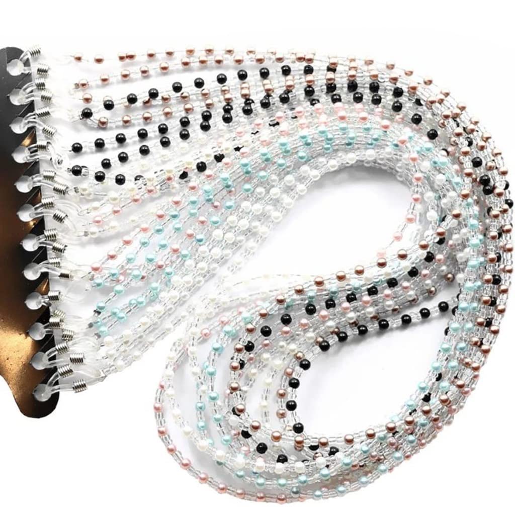 12 STÜCKE Perlen Perlen Brillenband for Frauen Lesebrillen Brillenketten Seilhalter (Color : A, Size : 60 cm) (A 7 3/8)