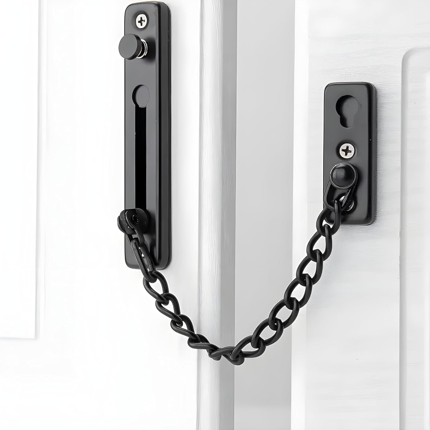 Premium Door Latch, Door Chain Lock for Main Door - Ideal for Bedroom, Bathroom, Sliding Doors, Safety and Portable (Black)-picture-18