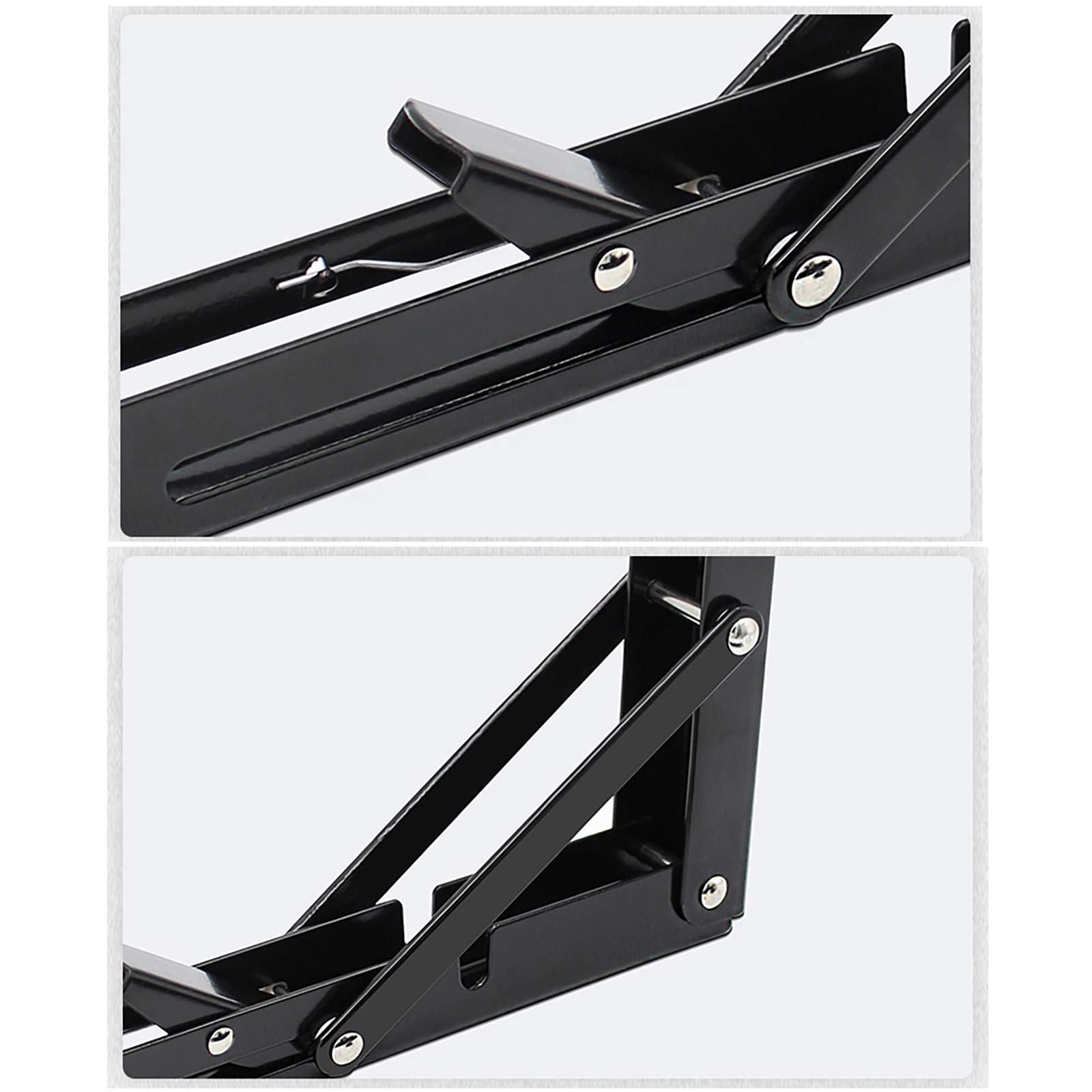 Folding Shelf Brackets 10 Pcs L Bracket Corner Braces 4x4 Inch Stainless Steel Heavy Duty Shelf Brackets, Wall Hanging Support 90 Degree Joint Right Angle Brackets For Wood Microwave Shelf