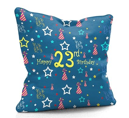 DreamVio Happy 23rd Birthday Cushion,Pillow for Gifting on Birthday's of Brother,Sister,Husband,Wife,Spouse,Parents,Father,Mother Color : Dark Sea Blue (12 x 12 inch)