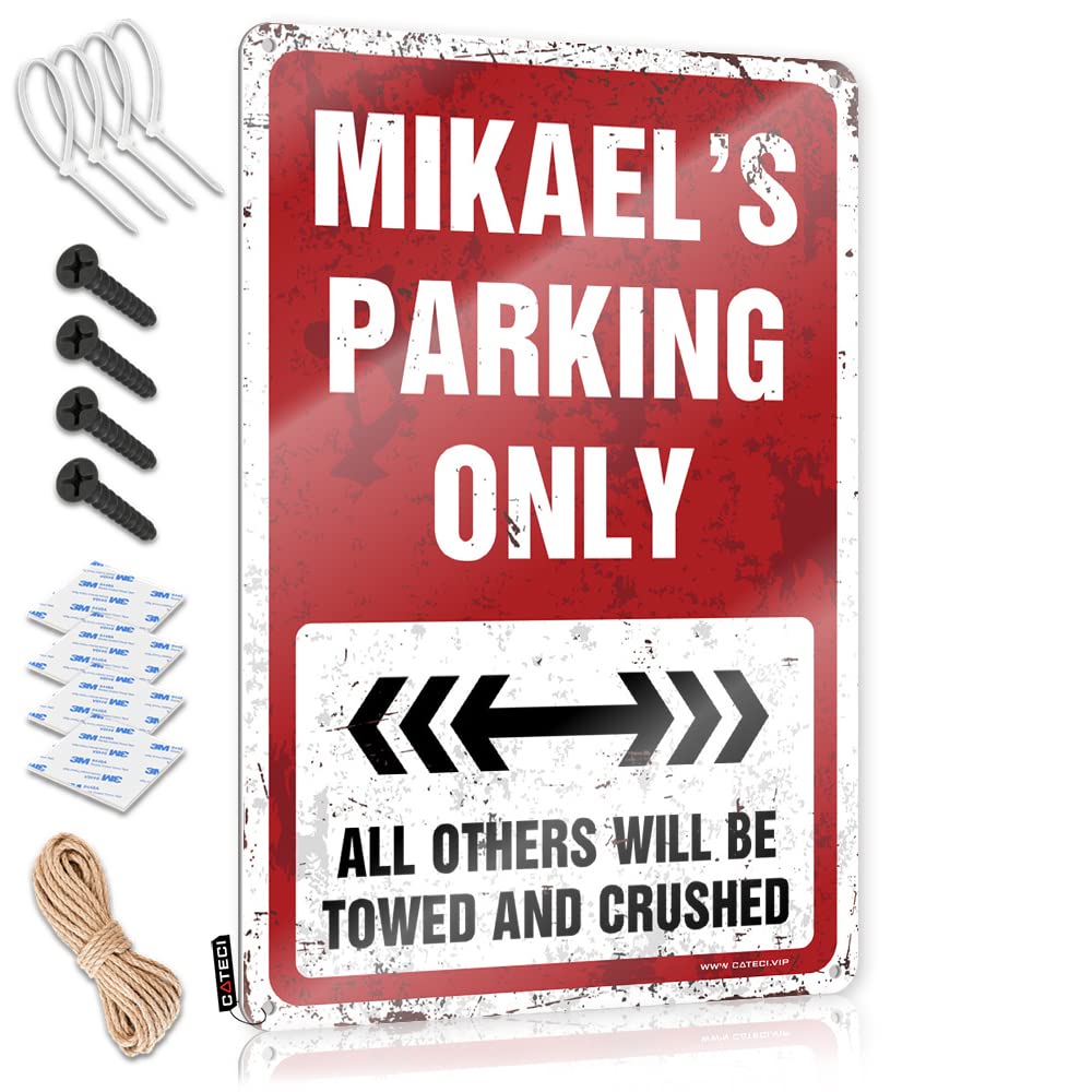 KRAZMURONGD Vintage Coffee Sign Mikael'S Parking Only Tin Sign Funny Tin Sign Garage Signs For Men Funny