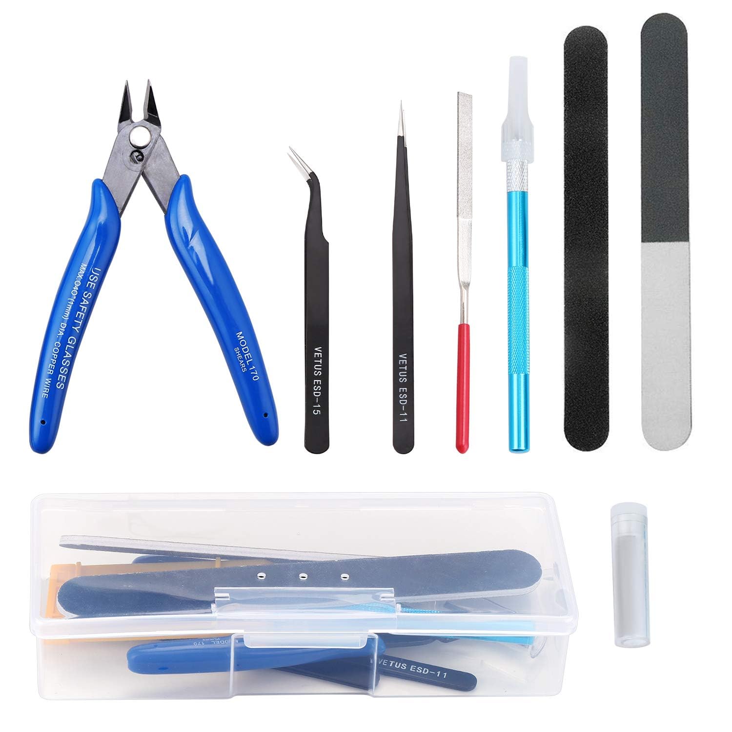 Coptiner 9PCS Gundam Model Tools Kit, Craft Set Model, Basic Tools Hobby for Gundam Model Building Repairing and Fixing with a Plastic Box