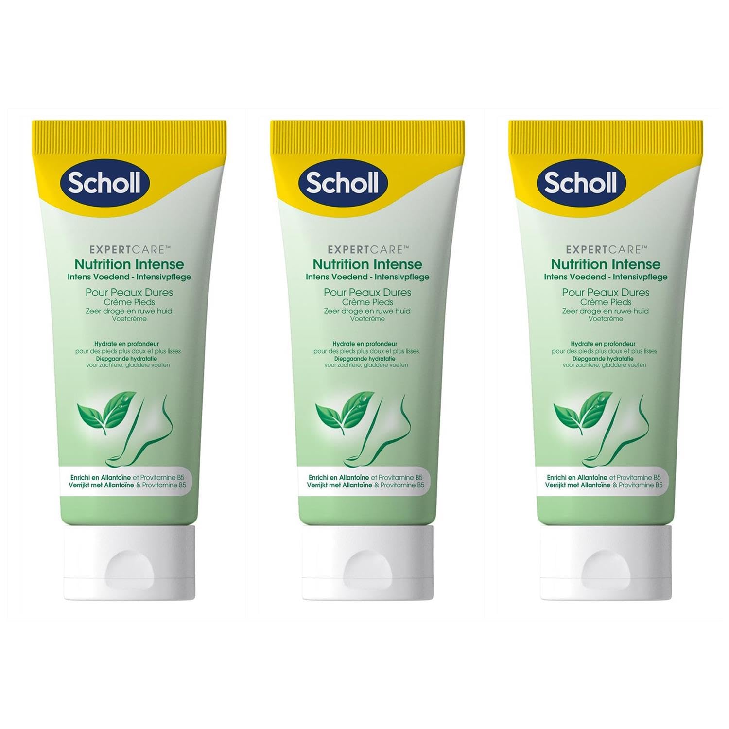SCHOLL 3 x Nutrition Intense Cremas – Piel muy seca – Alantoína – 75 ml