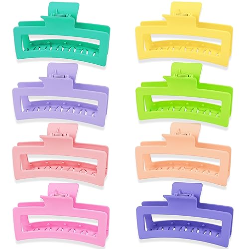 8 pinzas para el cabello cuadradas extra grandes de 5 pulgadas, pinzas rectangulares mate para mujeres y niñas, pinzas de sujeción fuerte XL jumbo,