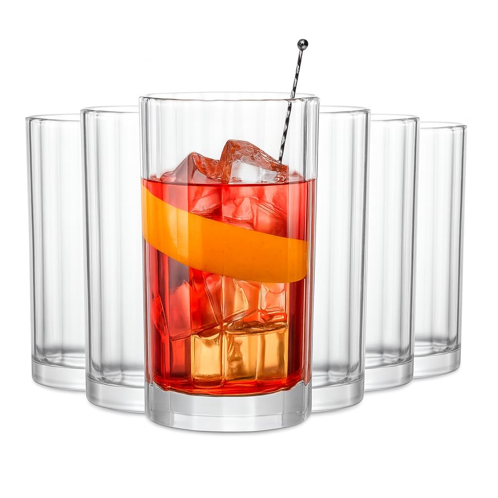 6er Longdrink Gläser Set „Japan“ - 420 ml Latte Macchiato Gläser & Trinkgläser - 3 mm Glasstärke - ideal als Matcha Gläser, Cocktailgläser & Wassergläser - spülmaschinenfest & bruchsicher