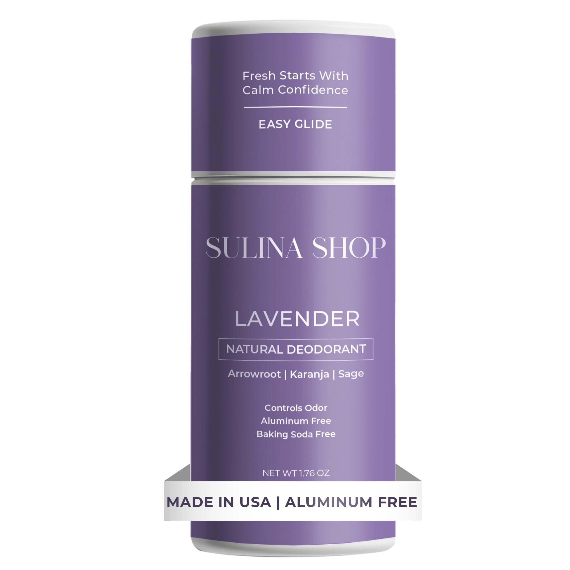 Lavender Natural Deodorant for Women & Men, Aluminum-Free, Baking Soda-Free, 12-Hour Odor Protection, Plant-Based Formula - Soothing Lavender Scent, Gentle on Sensitive Skin