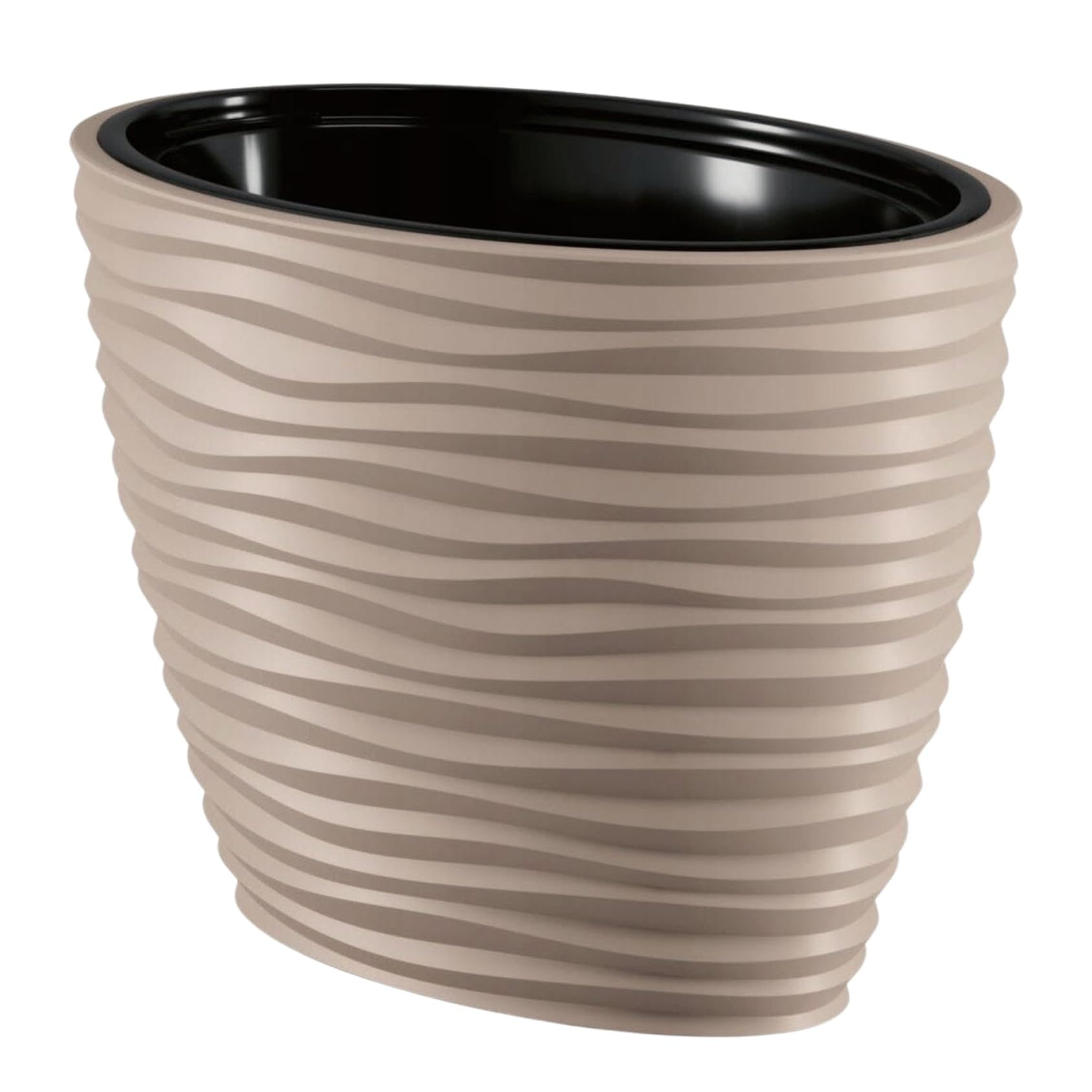 B2C Large Tall Plant Pot Oval Ellipse Dunes Flower Indoor Garden Patio Planter (40cm (Plastic), Taupe)